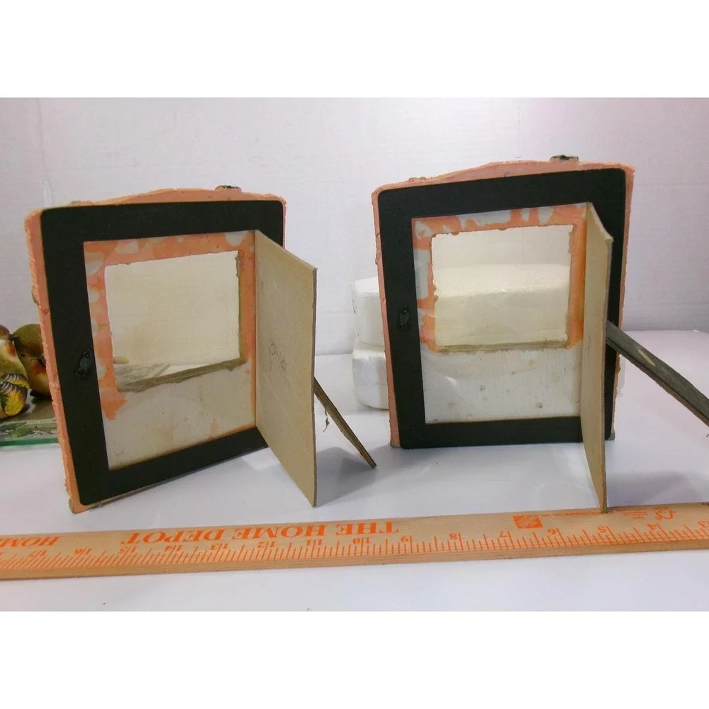Vintage 1990s Russ Berrie 3D Molded Resin Cottage Garden Picture Frames Set of 2